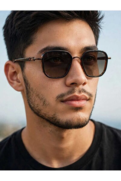 Generic Brand Square Glasses Tiger Brown - Gradient Lenses