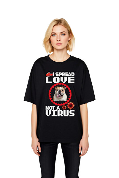 PayBuy Women's Oversized Graphic Print T-Shirt Dog Love Themed Relaxed Fit Sh...