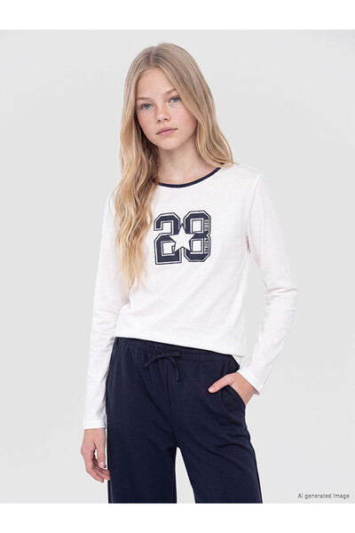 LC Waikiki Crew neck printed girl's t-shirt