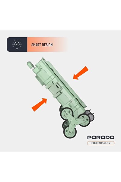 porodo 75L Collapsible Wagon Cart with 8 Wheels & Telescopic Handle