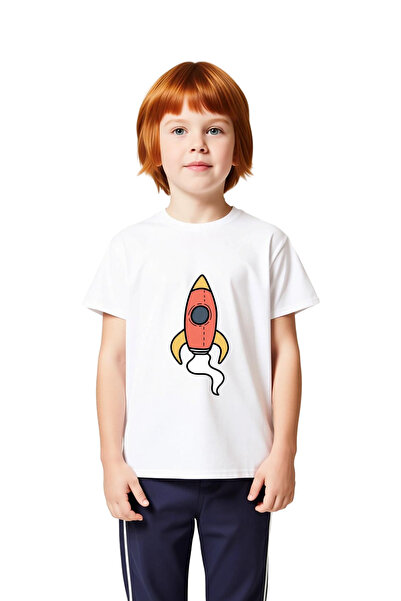 PayBuy Line Art Space Rocket Printed Kids T-Shirt