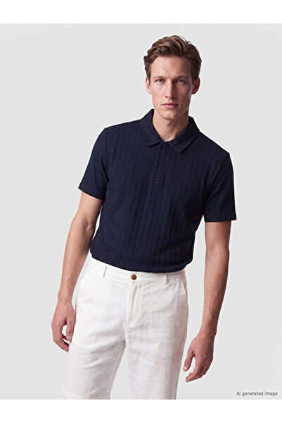 LC Waikiki Men's T-Shirt with a Textured Roba Collar from Uzg Store for Style...