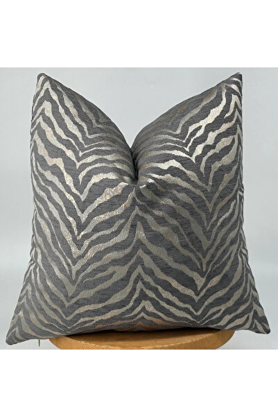Piccotton Home Gri Zebra Desenli Dekoratif Kırlent Kılıfı 45x45 50x50 55x55 J...