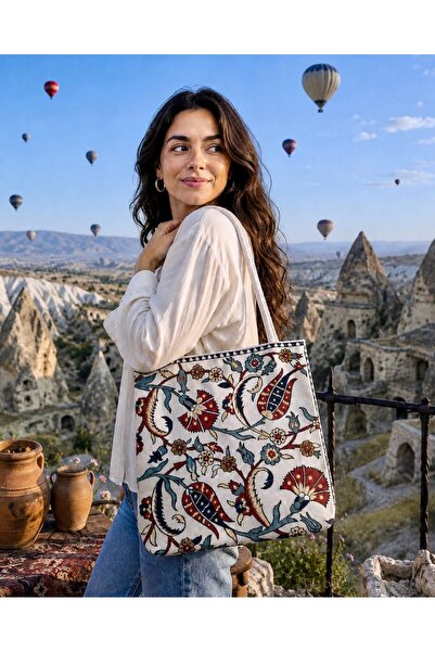 Zehra ana Ethnic Woven Tapestry Fabric Ottoman Patterned Shoulder Bag