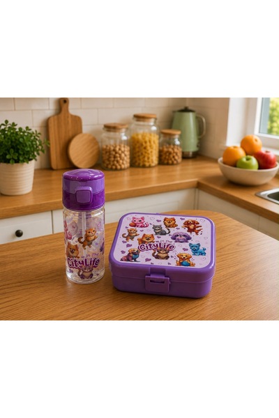 A&A Çocuk Beslenme Kutusu ve Pipetli Suluk Seti – 3 Bölmeli Lunch Box, 500 ml...