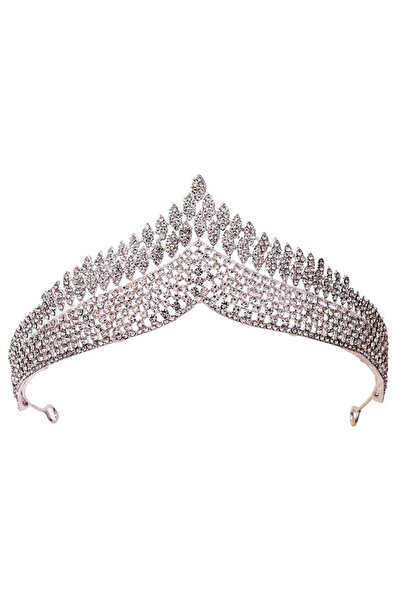 VeeShop Elegant Ayllana tiara, V-shaped model with small round crystals and s...