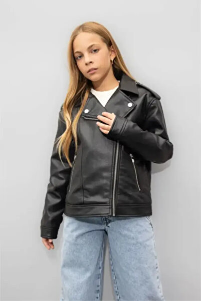 DeFacto Girls' Leather Coats and Jackets C4976A8/Bk27