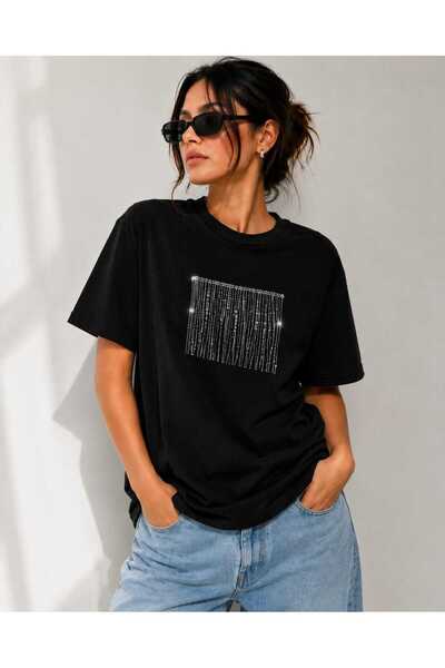 Yumey Gray Oversize T-Shirt with Pendant Accessories