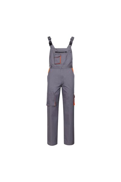 Stenso Pantaloni de protectie cu pieptar 235 gsm, Desman, gri-portocaliu