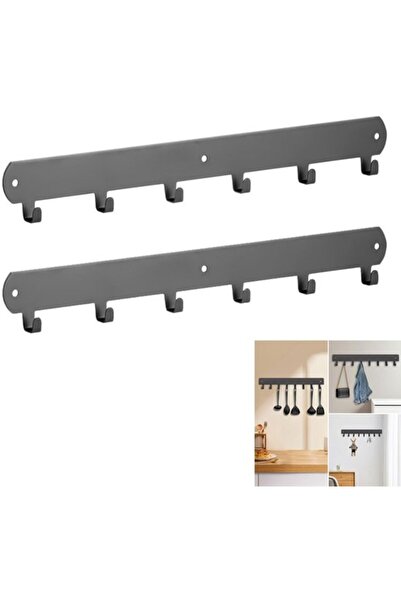 STARSTAR Two-piece no-drill door back coat hook, 6 hooks, gray