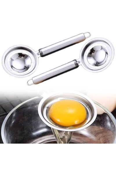 STARSTAR Egg yolk and white separator 2-piece set, stainless steel with hook,...