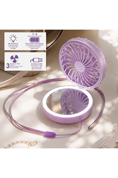 Zâna Casei Ventilator cu oglindă LED violet și USB