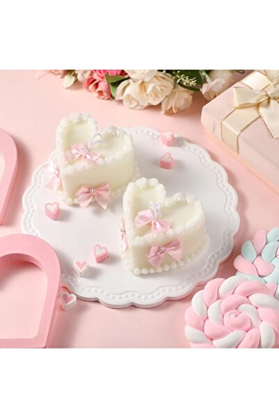 GENERAL Conelist 2 Pcs Pink Bow Heart Candles Coquette Party Cute Supplies Bo...