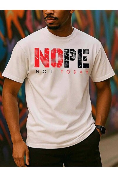 21JNRY Men's Funny "Nope Not Today" Slogan T-Shirt - Humorous Print Round Nec...