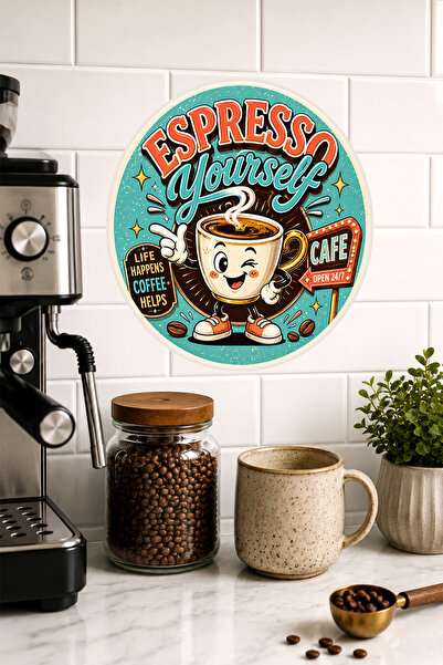 Mayeka Espresso Yourself retro stol za kafu sa MDF pločom i likom iz crtanog ...
