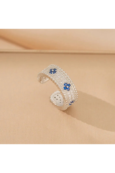 Peach Jewelry Peach Jewerly Δαχτυλίδι Από Ανοξείδωτο Ατσάλι Με Λουλούδια Ασημί