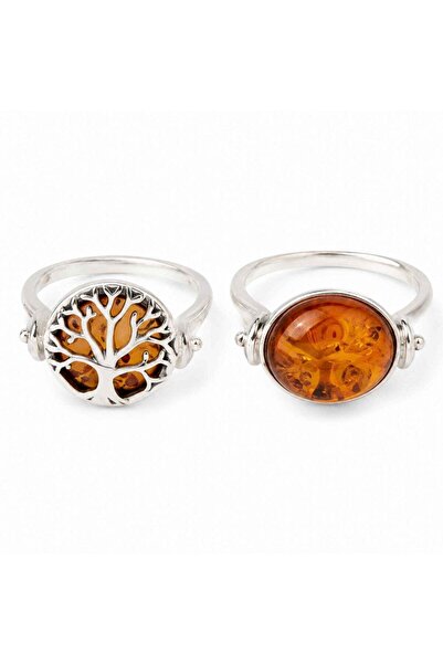 craftmystic Inel Argint 925 cu Chihlimbar Coniac si Arborele Vietii - Echilib...