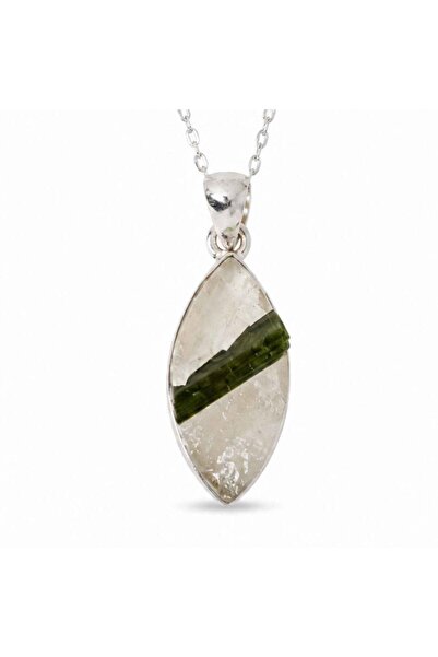 craftmystic Colier Argint 925 cu Turmalina Verde si Cuart Delicat - Energie s...