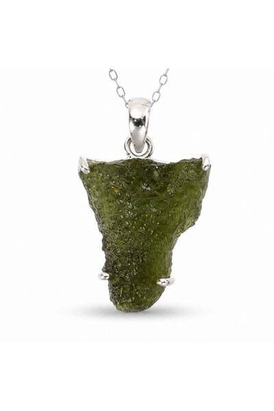 craftmystic 925 silver necklace with rough natural maldite - clarity and auth...