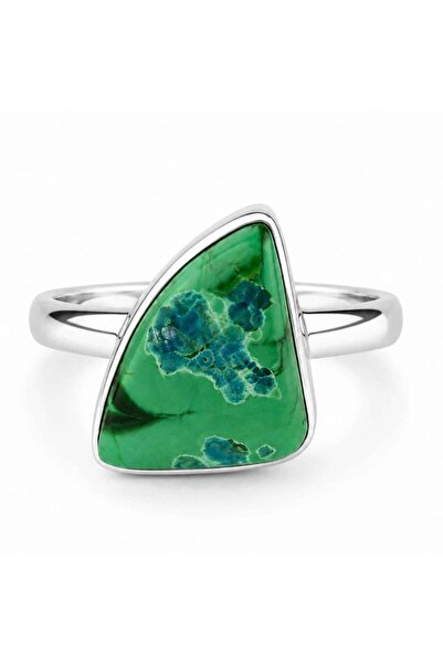 craftmystic Δαχτυλίδι Ασημένιο 925 με Τρίγωνο Λαχανίτη και Κρισοκόλα – Ισορρο...