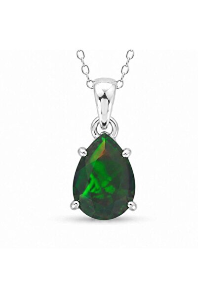 craftmystic 925 silver necklace with black opal teardrop – elegance and energ...