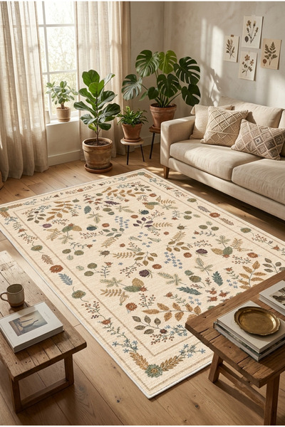 eco concept Mitos Serisi Dijital Baskı Halı Etnik Retro Desen Mutfak Halı Yık...