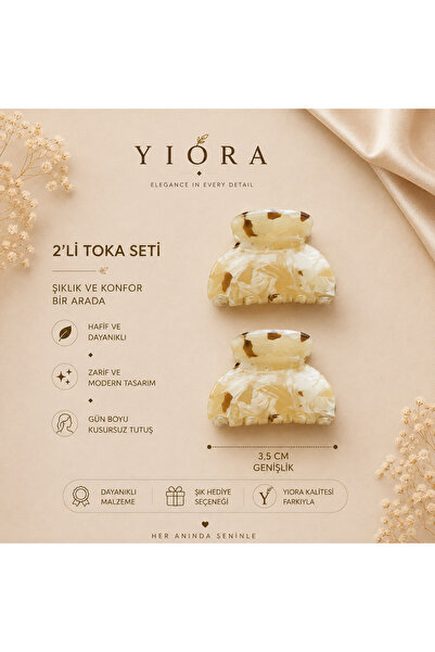 yiora مشبك نسائي من سلسلة 2Li Premium المستوردة من أسيتات العظام بطول 3.5 سم