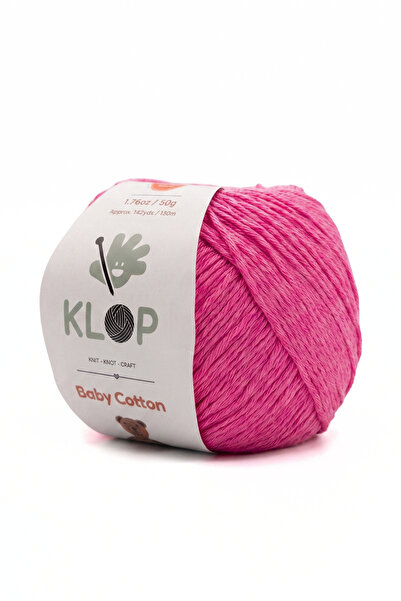 KLOP Baby Soft Cotton Pamuklu Örgü İp Amigurumi Punch 50 gr 130 Metre Fuşya