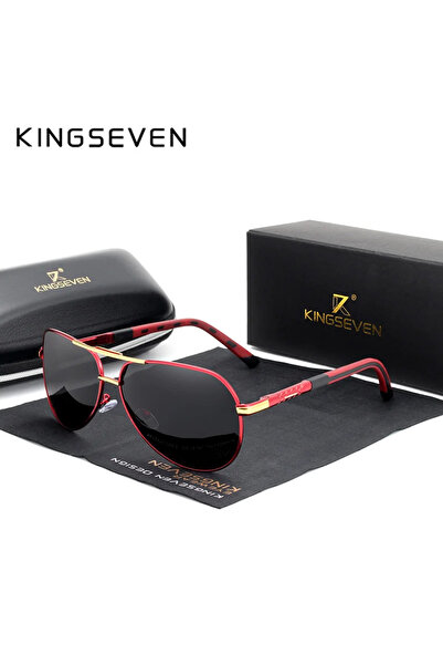 choice2 نظارات شمسية رجالية جديدة من KINGSEVEN باللون الأحمر والرمادي، مصنوعة...