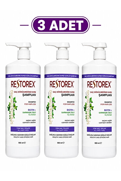 Restorex شامبو ضد تساقط الشعر 900 مل - 3 قطع مع تأثير نمو صحي