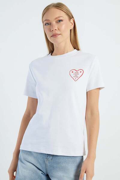 Fulla Moda More Amore Per Favore Printed T-Shirt