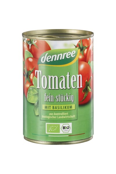 Dennree Roșii tocate bio cu busuioc 400 g
