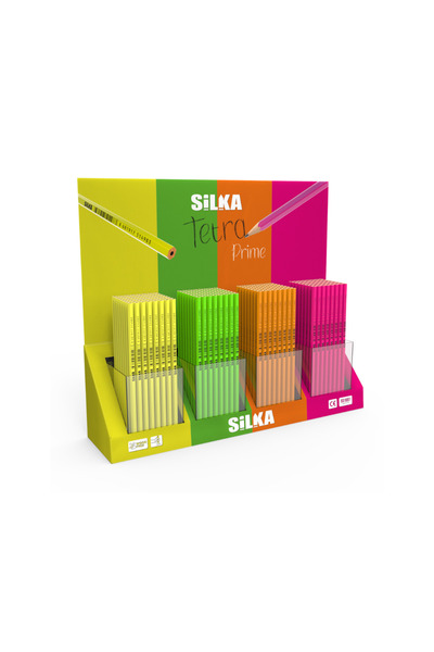 Silka Pencil Display, 4 Colors X 72Pcs(288Pcs)/Display, Tetra Prime, Multicolor