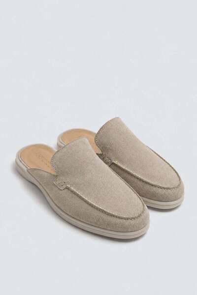 Antioch Beige Thick Soled 100% Suede Sabo