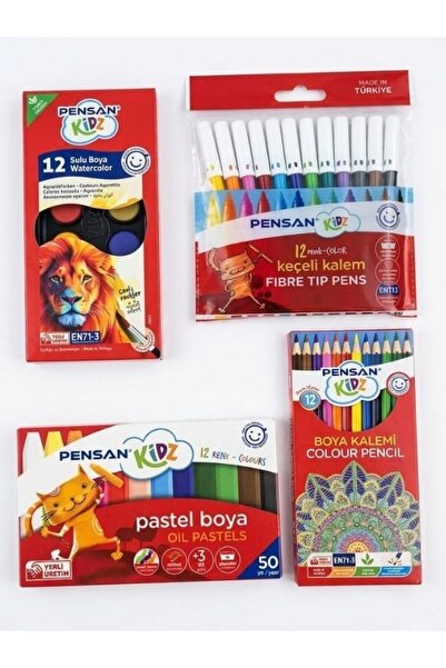 BATS OKUL KIRTASİYE BOYAMA BAŞLANGIÇ SETİ - 12'Lİ KURU BOYA 12'Lİ SULU BOYA 12'Lİ PASTEL BOYA 12'Lİ KEÇELİ KALEM - PENSAN SET