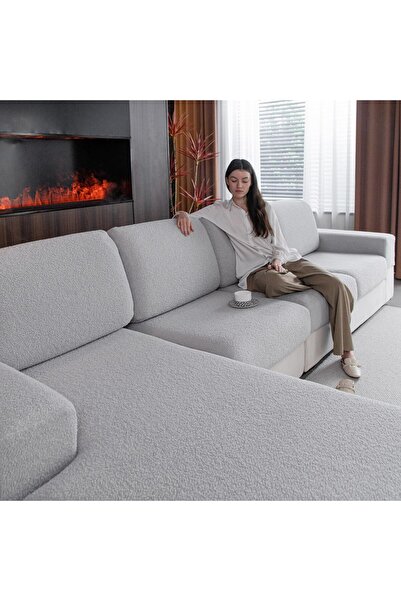 OEM Sofa Cover 3+1 Elastic Non-Slip Washable Pet-Friendly – Light Grey 3x S +...