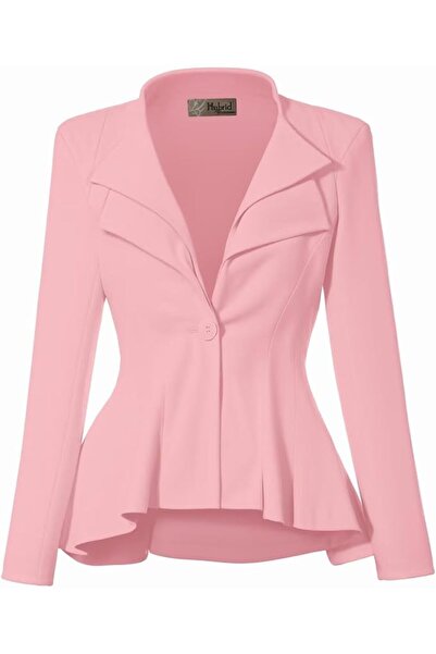 Hybrid & Company Women Double Notch Lapel Sharp Shoulder Pad Office Blazer | ...