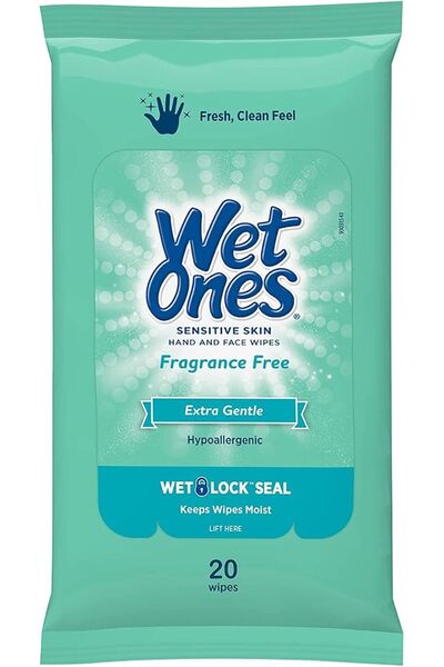 Wet Ones Wipes for Hands & Face, 20 Count Travel Pack (Pack of 5) 100 Wipes T...
