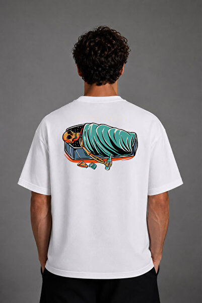 VSRN Μπλουζάκι After Party Design με στάμπα στην πλάτη, λευκό, oversized
