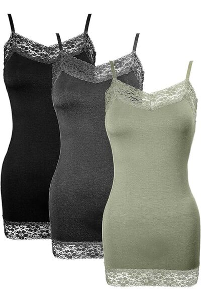 SATINIOR 3 Pack Women Tank Tops Lace Cami Camisoles Adjustable Spaghetti Stra...