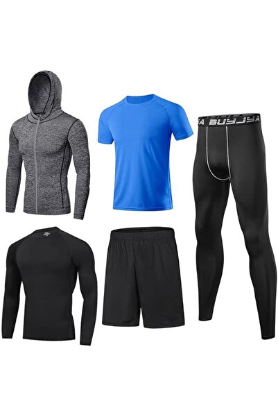 GENERAL BUYJYA 5Pcs Men's Compression Pants Shirt Top Long Sleeve Jacket Athl...