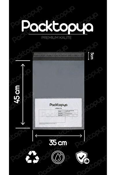 Kargo Poşeti Fatura Cepli - 35x45x5 - 100 Adet - Gri