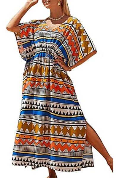 YouKD Summer Cotton Floral Long Kaftan Bohemian Kimono Beach Swimsuit Cover U...