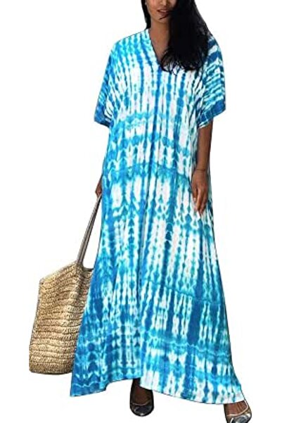 YouKD Summer Cotton Floral Long Kaftan Bohemian Kimono Beach Swimsuit Cover U...