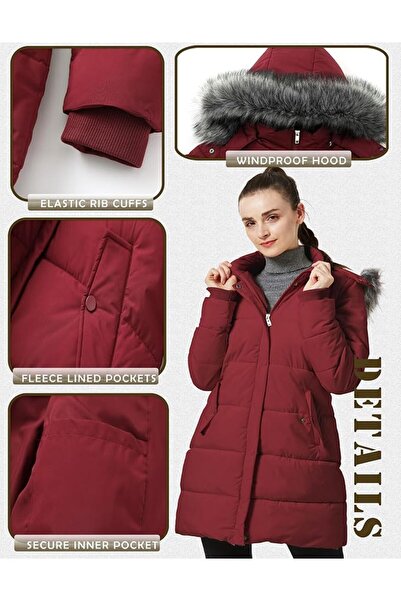 GENERAL GGleaf Women's Winter Thicken Puffer Coat Warm Snow Jacket with Fur R...