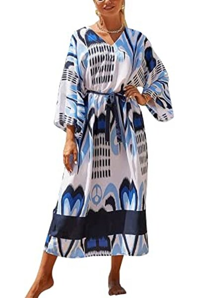 YouKD Women's Long Kaftan Maxi Dress Boho Swimsuit Beach Cover Up Robes One S...