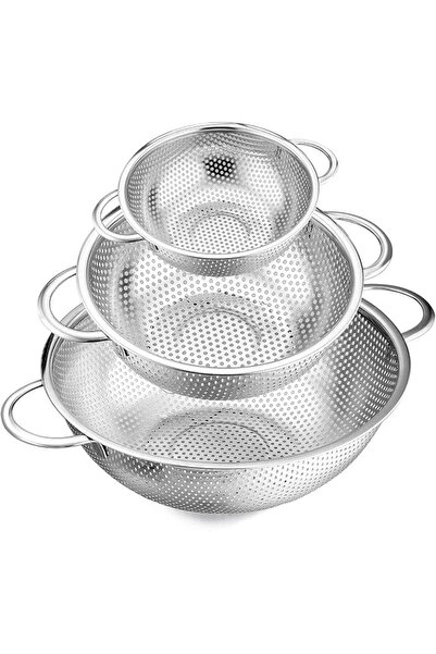 GENERAL E-far Stainless Steel Colander Set of 3 (1-3-5Quart), Micro-Perforate...