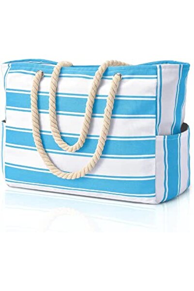 GENERAL Beach Bags for Women, Large Waterproof Beach Tote Bag with Zipper Bea...