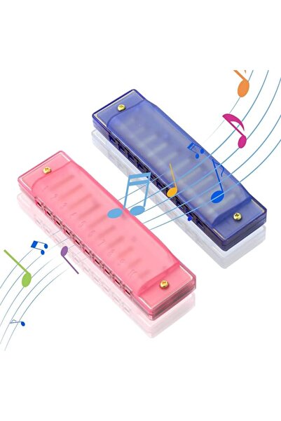 GENERAL Harmonica for Kids, 10 Hole Translucent Harmonica with Case, 2 Pack C...