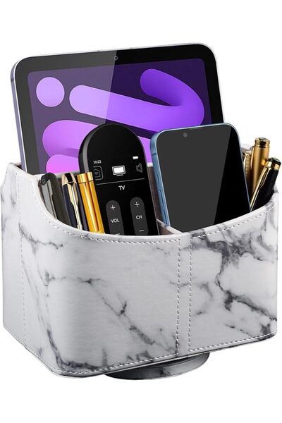 GENERAL Brown 360 Degree Swiveling TV Remote Control Holder/Caddy, Leather De...